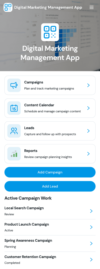 Digital Marketing Management App Template