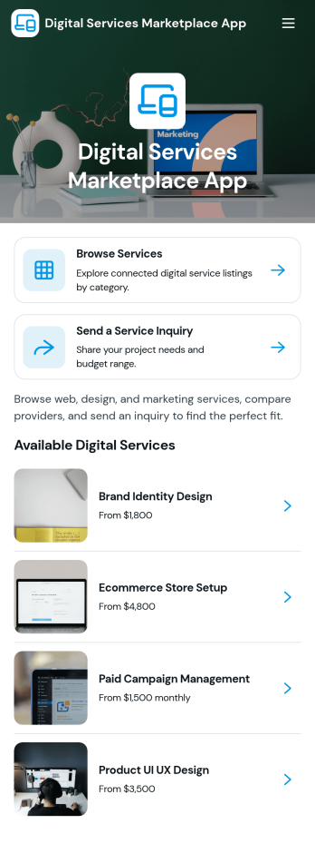 Digital Services Marketplace App Template