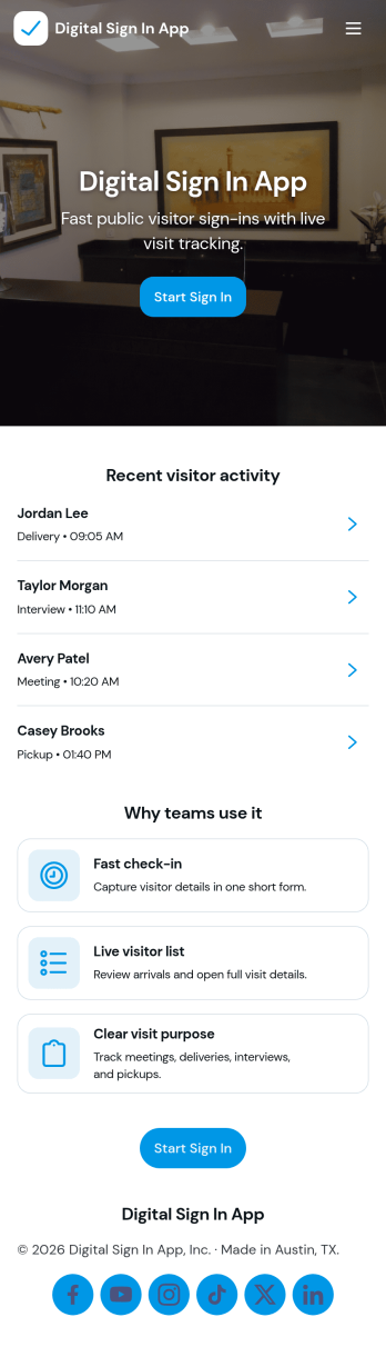 Digital Sign In App Template