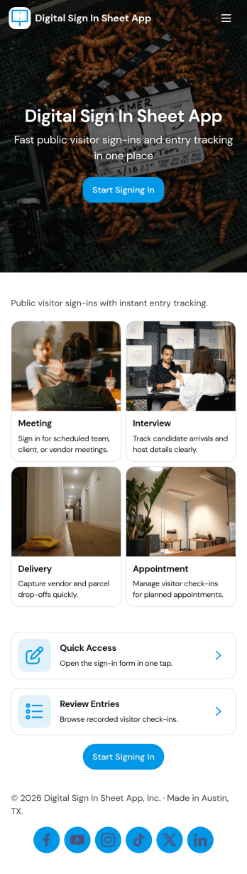 Digital Sign in Sheet App Template