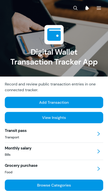 Digital Wallet Transaction Tracker App Template