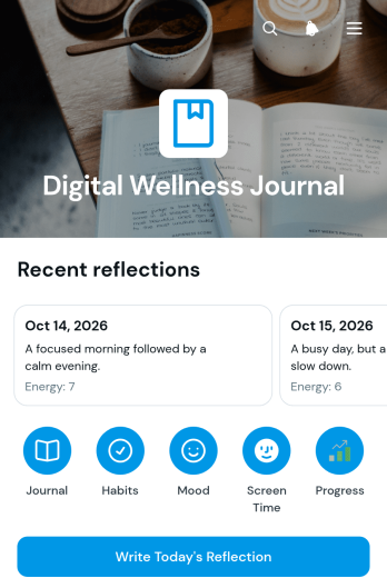Digital Wellness Journal App Template