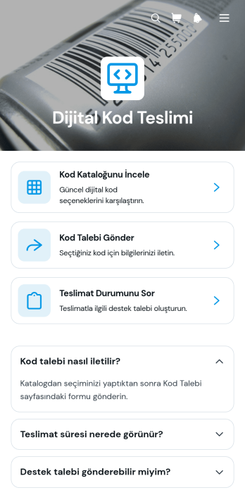 Dijital Kod Teslimat Uygulama Șablonu