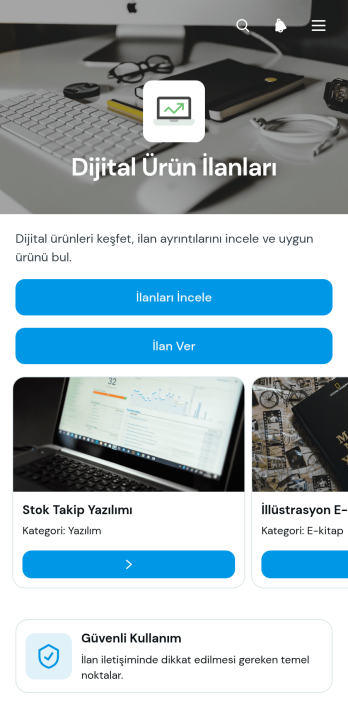 Dijital Ürün İlanları Uygulama Șablonu