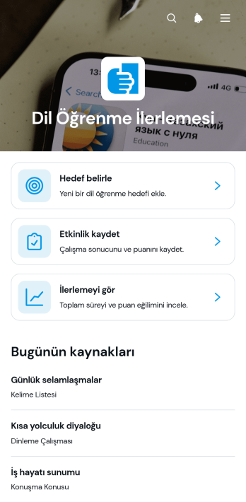 Dil Öğrenme İlerleme Uygulama Șablonu