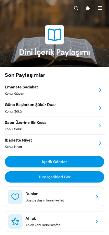 Dini İçerik Paylaşım Uygulama Șablonu