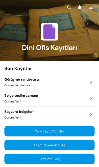 Dini Kurum Kayıtları Uygulama Șablonu