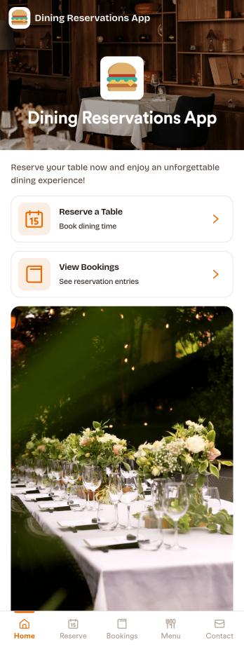 Dining Reservations App Template