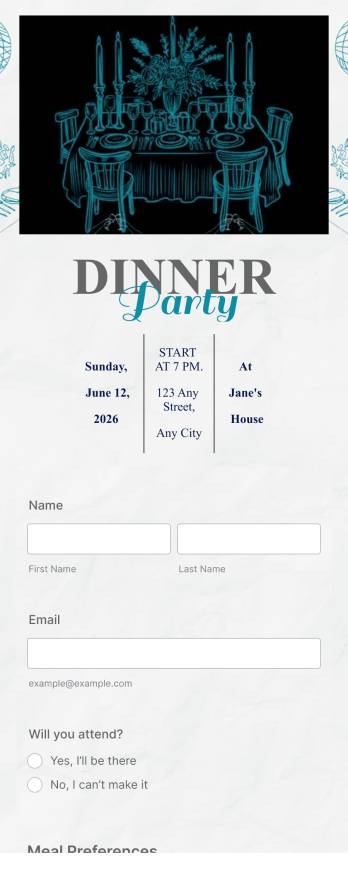 Dinner RSVP App Template