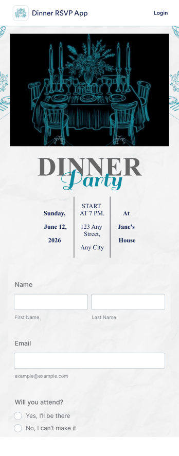 Dinner RSVP App Template