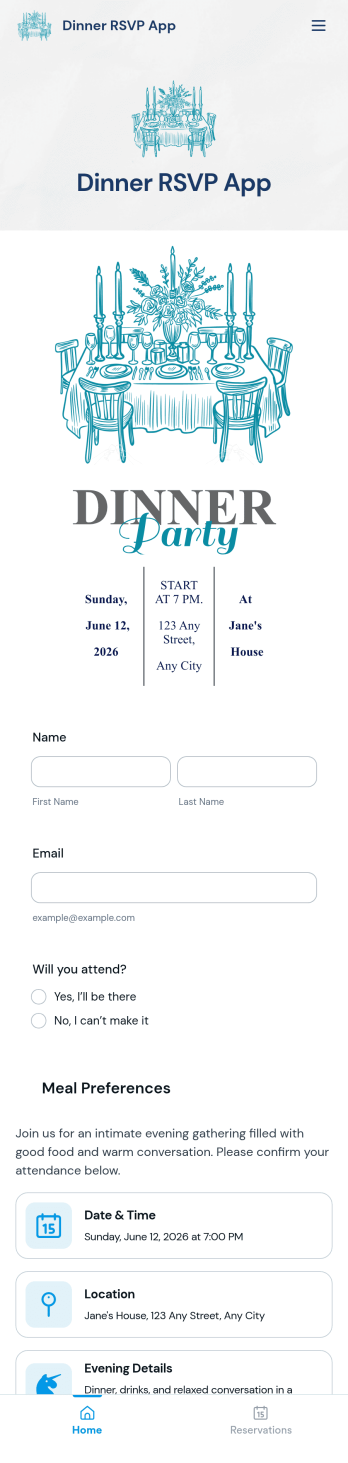 Dinner RSVP App Template