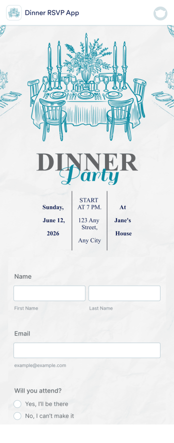 Dinner RSVP App Template