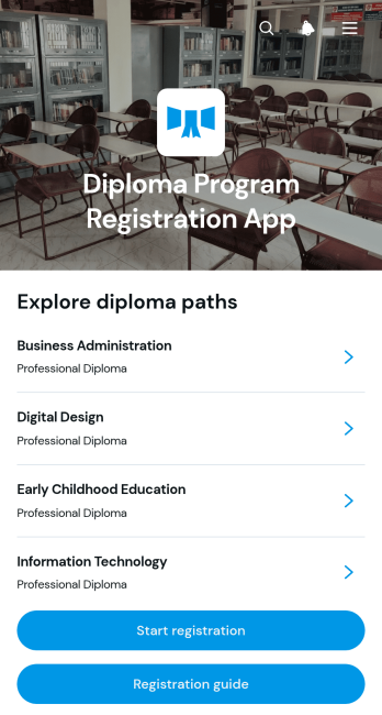Diploma Program Registration App Template