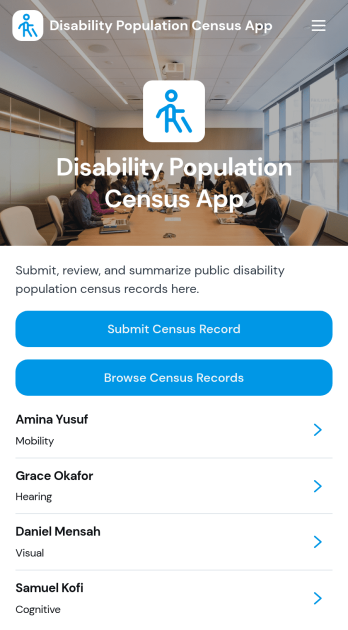Disability Population Census App Template