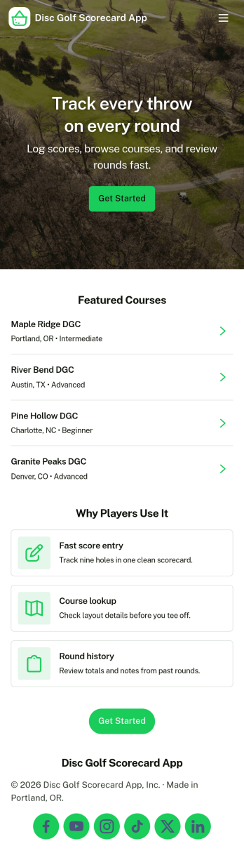 Disc Golf Scorecard App Template