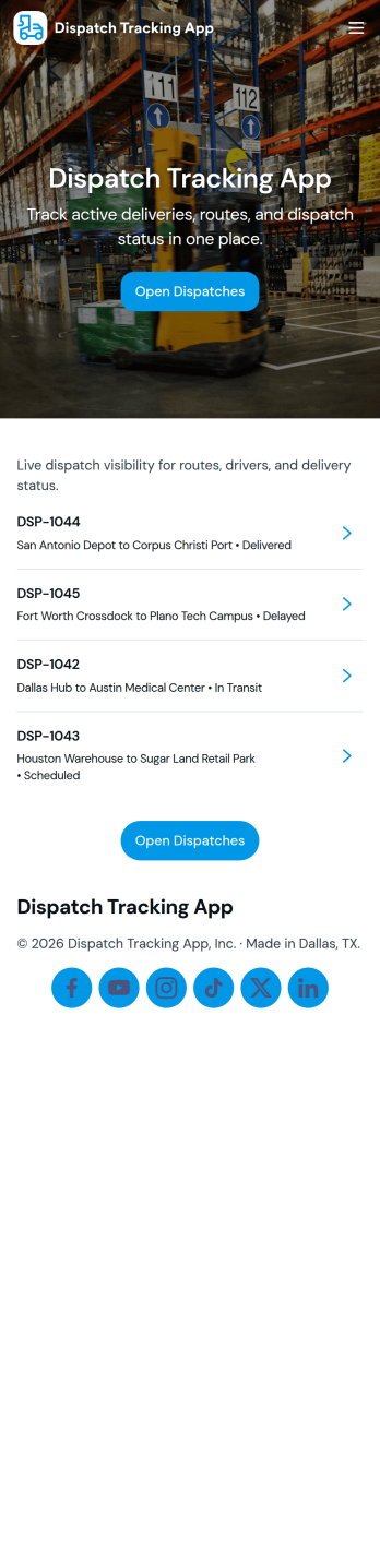 Dispatch Tracking App Template