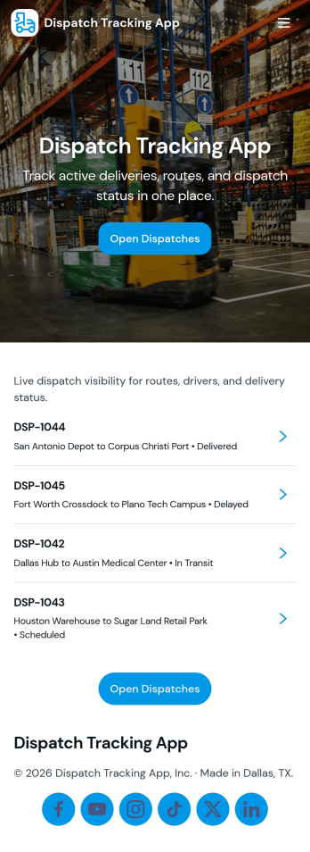 Dispatch Tracking App Template