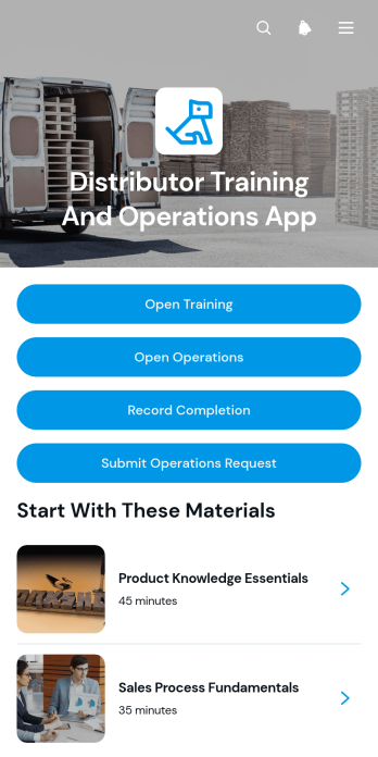 Distributor Training And Operations App Template
