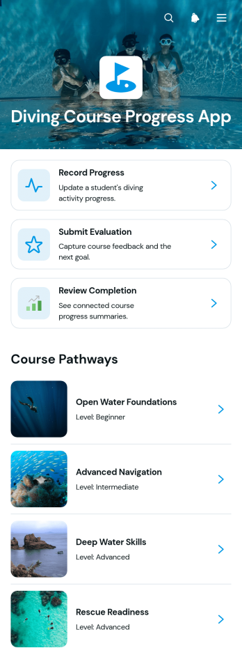 Diving Course Progress App Template