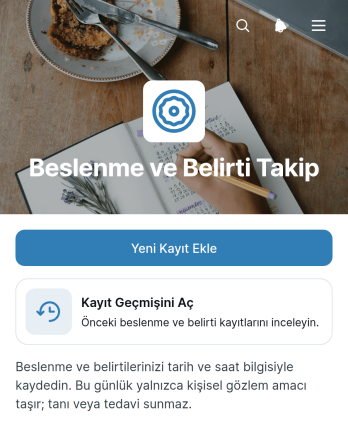 Diyet ve Belirti Takip Uygulama Șablonu