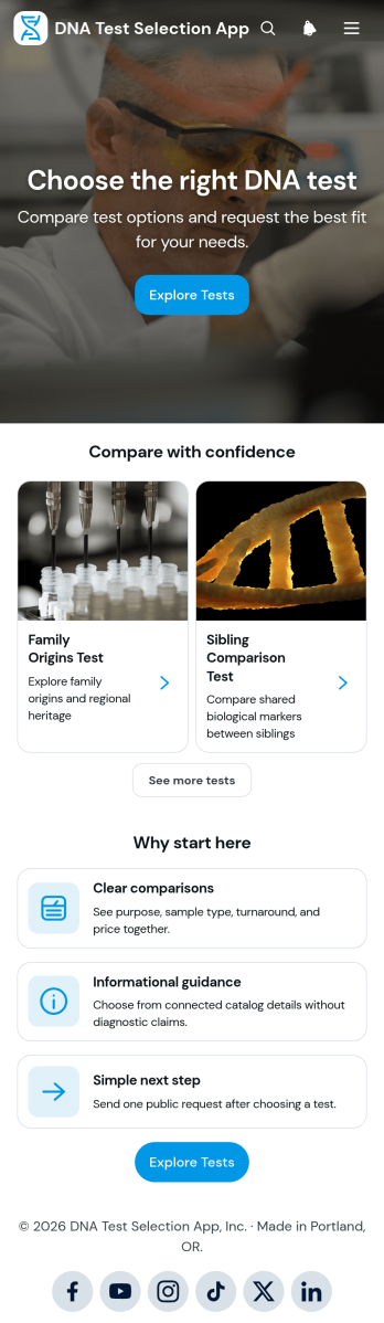 DNA Test Selection App Template