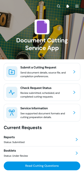 Document Cutting Service App Template