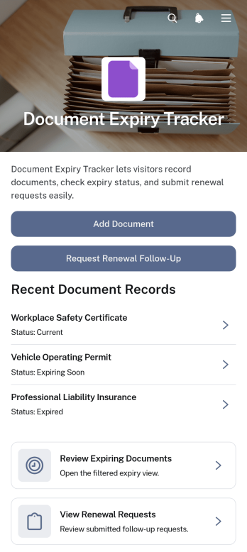 Document Expiry Tracker App Template