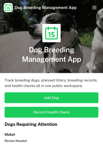 Dog Breeding Management App Template