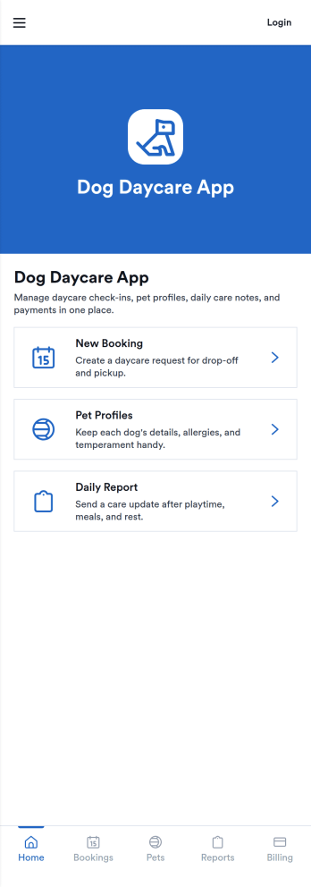 Dog Daycare App Template