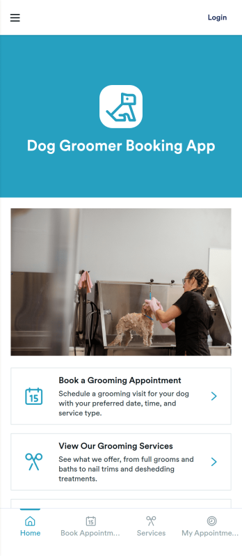 Dog Groomer Booking App Template
