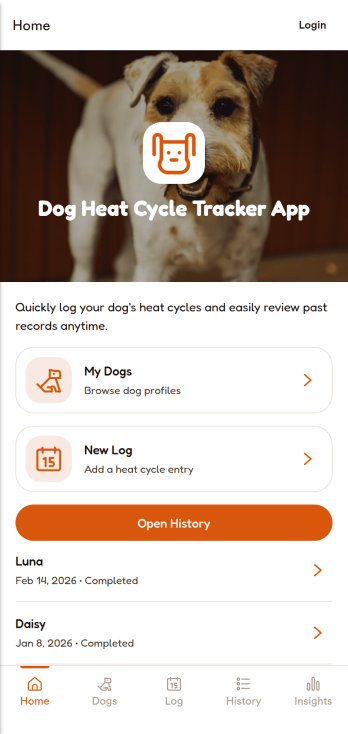 Dog Heat Cycle Tracker App Template