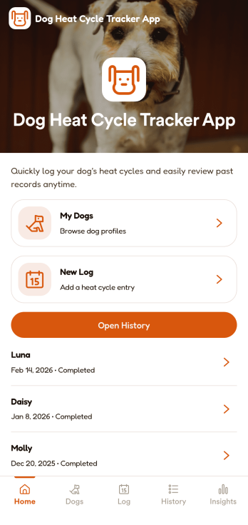 Dog Heat Cycle Tracker App Template