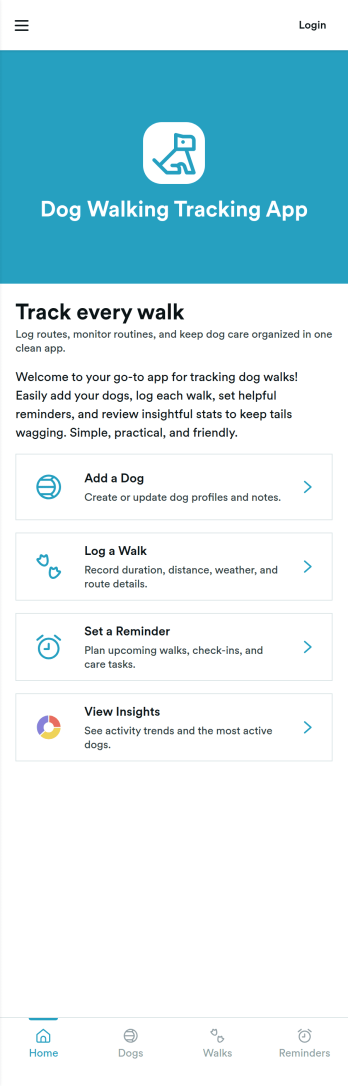 Dog Walking Tracking App Template