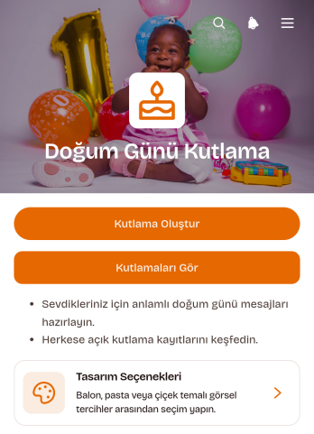 Doğum Günü Kutlama Uygulama Șablonu