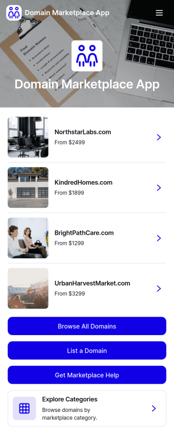 Domain Marketplace App Template