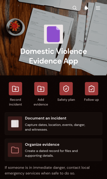 Domestic Violence Evidence App Template