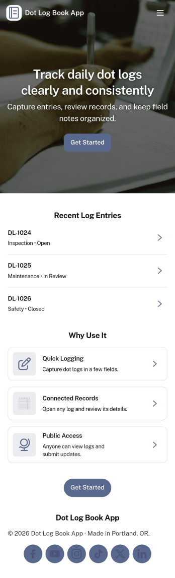 Dot Log Book App Template