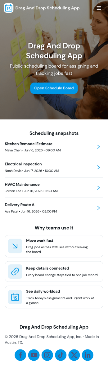 Drag and Drop Scheduling App Template