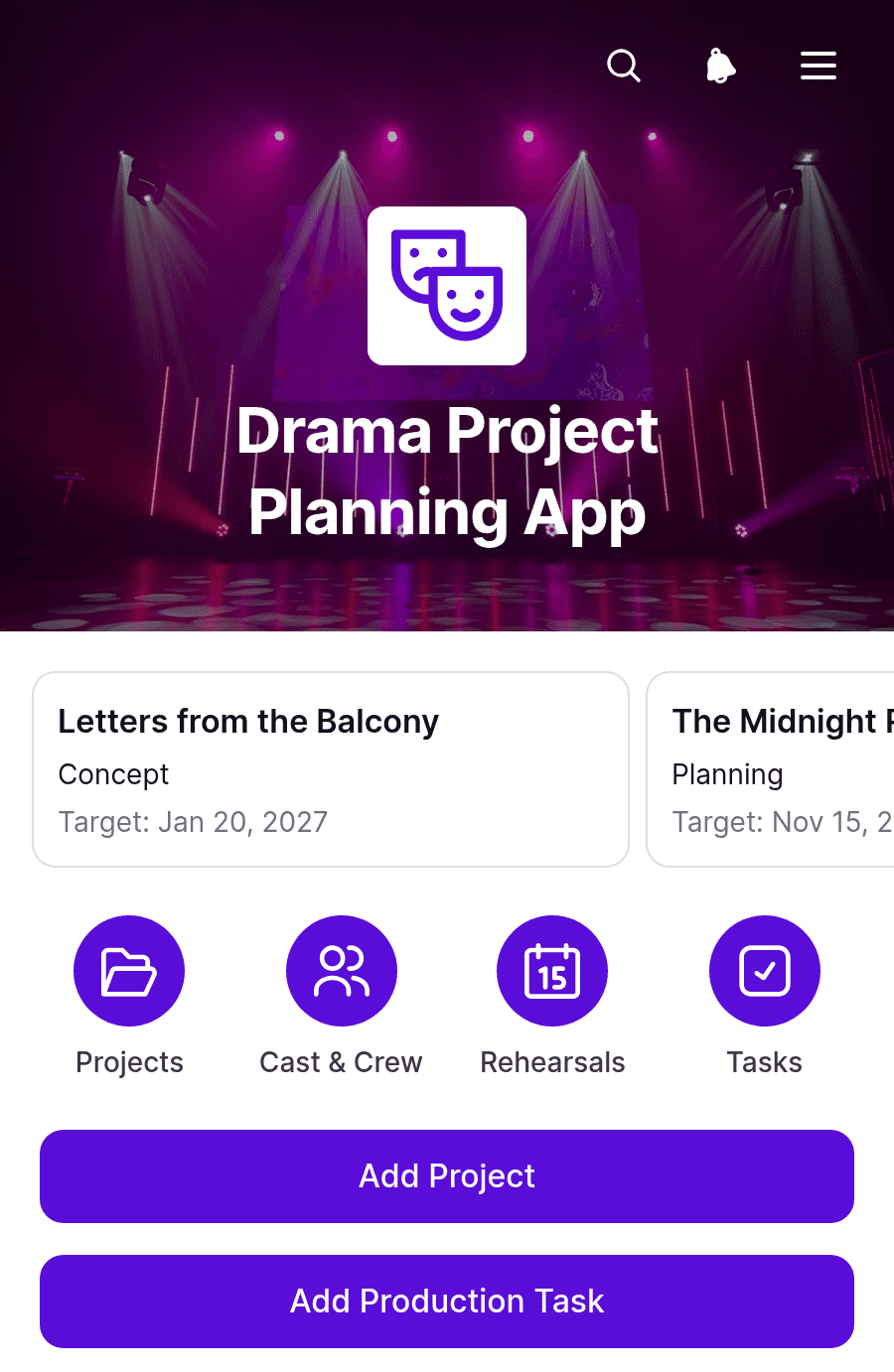 Drama Project Planning App Template | Jotform