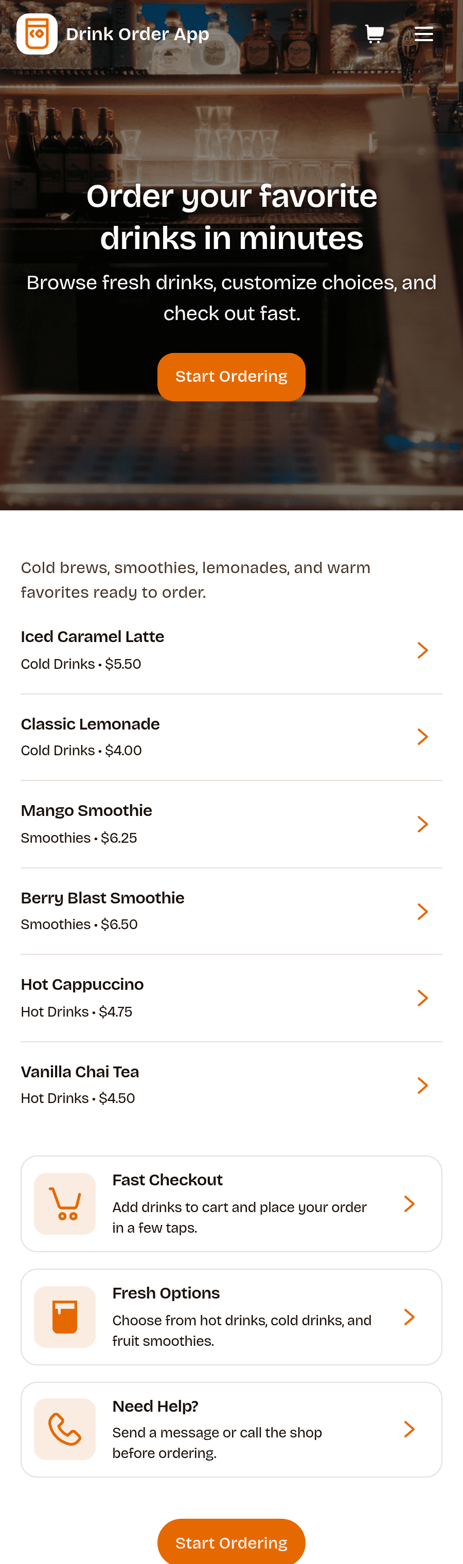 Drink Order App Template | Jotform
