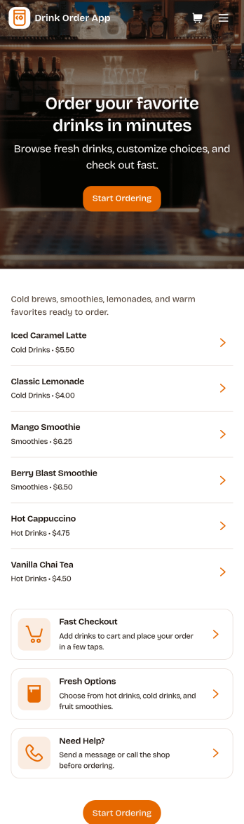 Drink Order App Template