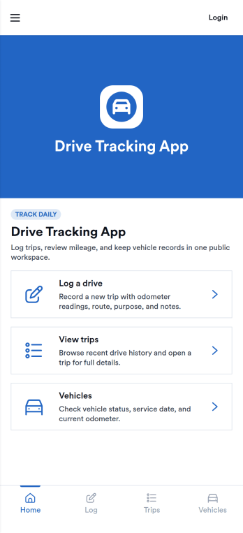 Drive Tracking App Template