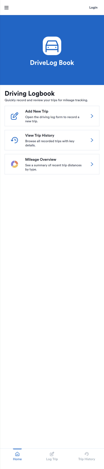 DriveLog Book App Template