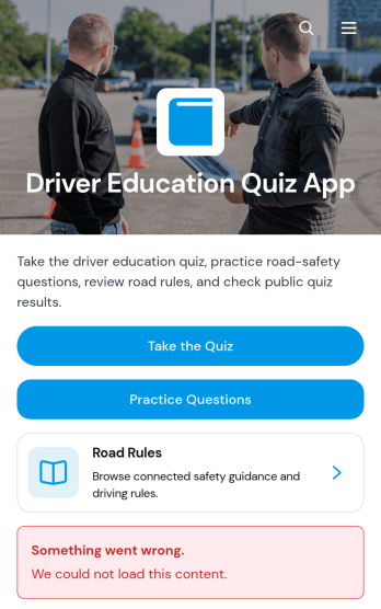 Driver Education Quiz App Template