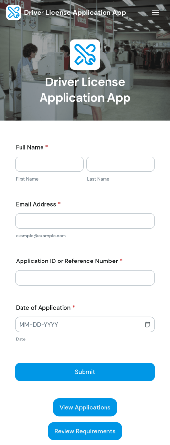 Driver License Application App Template