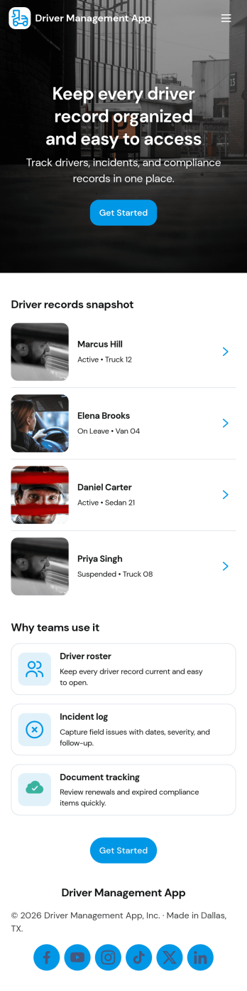 Driver Management App Template