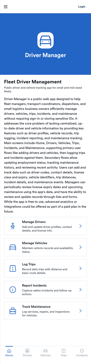 Driver Management App Template