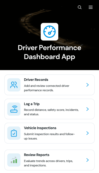 Driver Performance Dashboard App Template