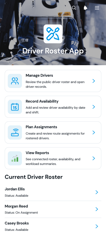 Driver Roster App Template
