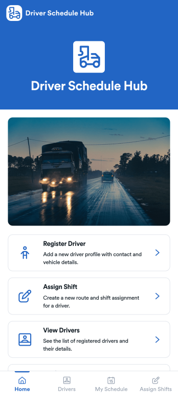 Driver Schedule Hub App Template
